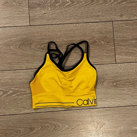 CALVIN KLEIN Yellow + Black Performance Workout Bra - Picture 2 of 3